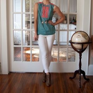 J Crew Factory Blue and Pink Pattern Blouse - sz 4